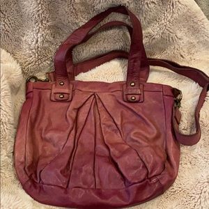 Rose colored crossbody leather tote bag - Anthropologie